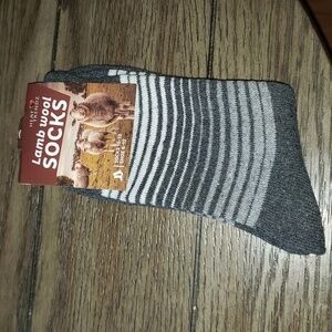 Wool Socks 1 Pair Striped Thick Smart Size 10-13 85% wool